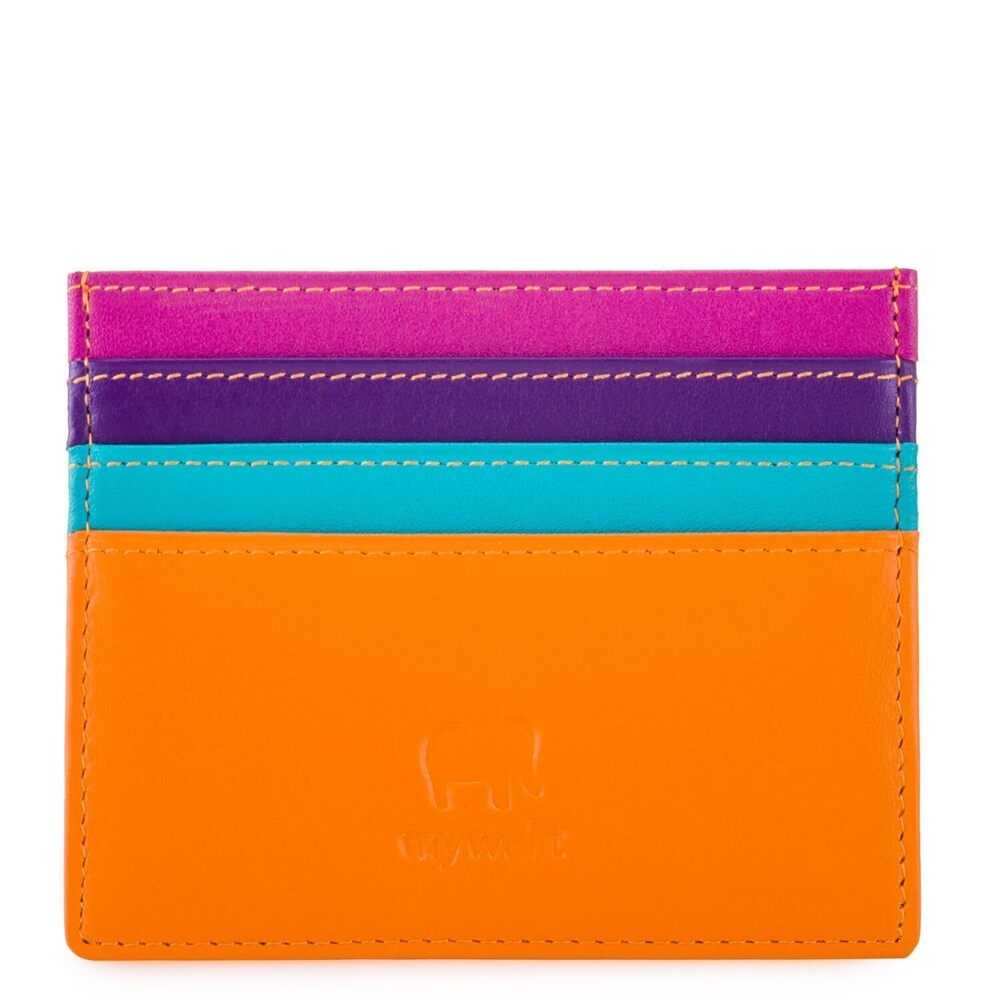 3886 Multi-Color Leather Credit Card Holder | 3 Card Slots & ID Window